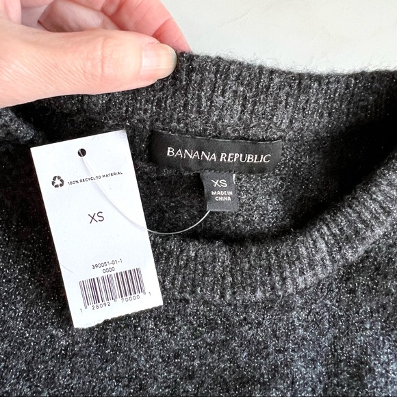 Banana Republic Fluffy Metallic Crewneck Sweater Dark Charcoal Sz XS - Picture 5 of 9